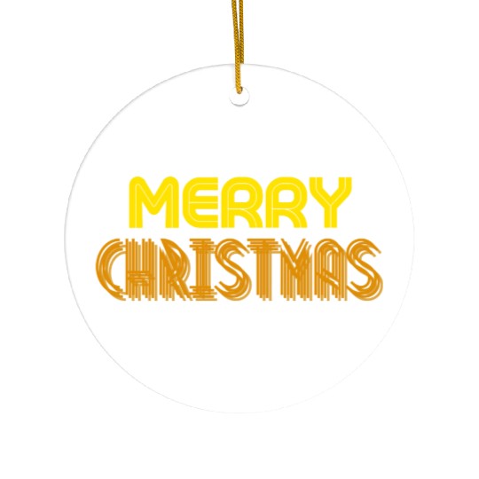 Merry Christmas Yellow Neon Colors Ceramic Ornaments