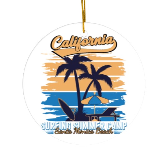California Surfing Summer Camp Ceramic Ornaments