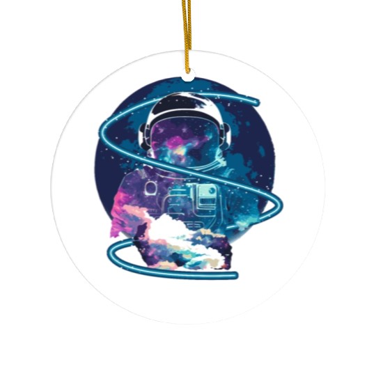 Galaxy Astronaut Full Moon Astronomy Space Science Ceramic Ornaments