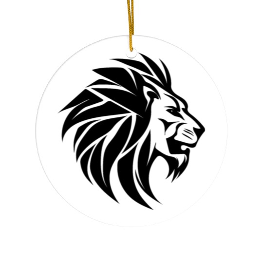 Large Lion Head With Mane Tattoo Style Ceramic Ornaments