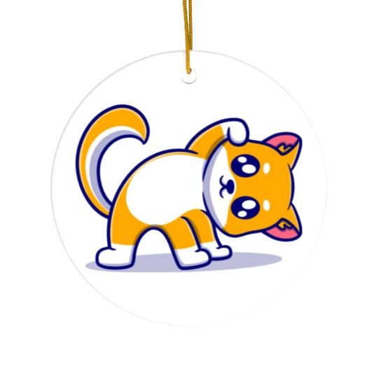 Cute dog cartoon icon illustration gift Ceramic Ornaments