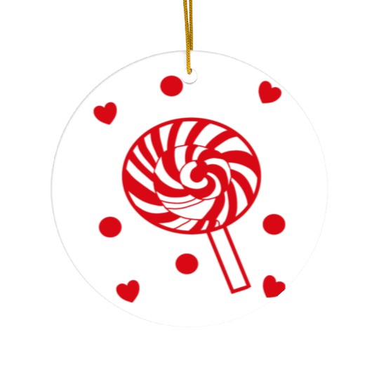 cute red candy sweet lollipop lover Ceramic Ornaments
