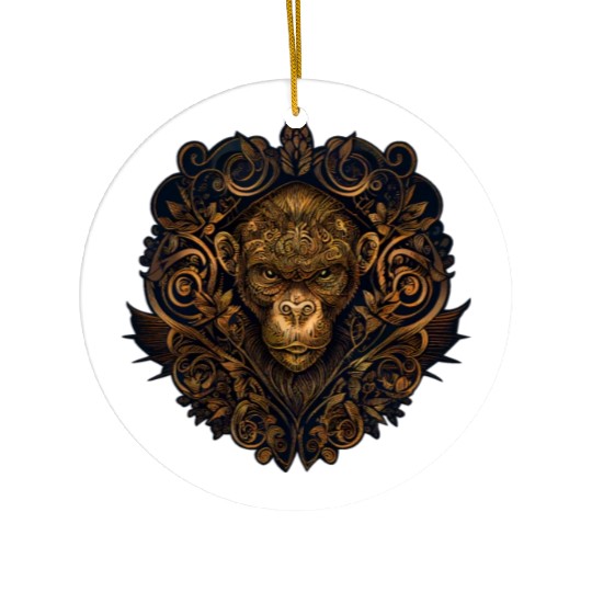 Abstract Tribal Monkey Chinese Astrology Zodiac An Ceramic Ornaments