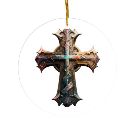 Jesus Cross Painting Ceramic Ornaments