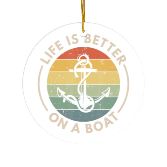 Funny Sailing Boating Sailor Boat Life Is Better Ceramic Ornaments