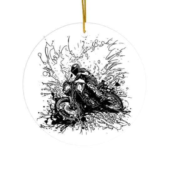 Racing Motorcycle Splash Style Ceramic Ornaments