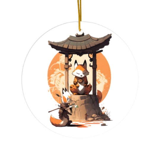 Masked Samurai Fox Ceramic Ornaments