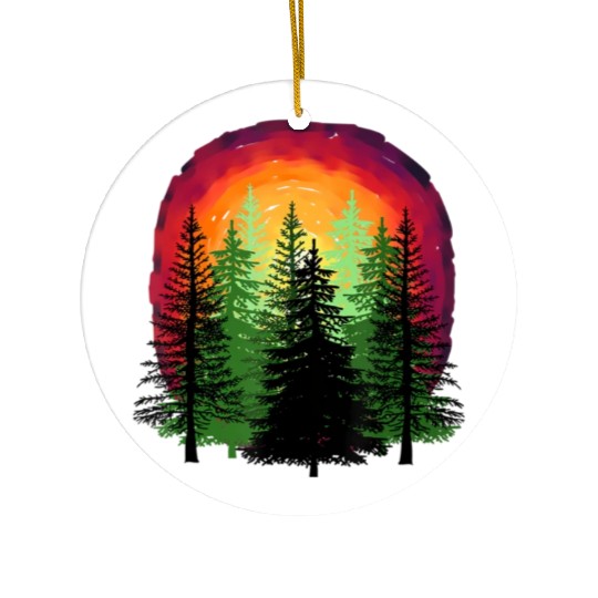 Forest sunrise sunset nature trees Ceramic Ornaments