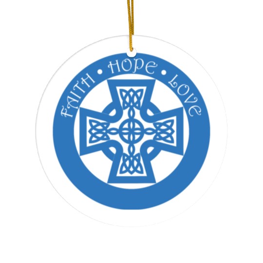 Timeless Celtic Cross With Faith Hope Love Ceramic Ornaments