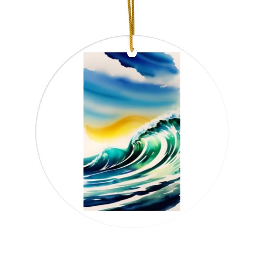 Ocean Waves Painting Design Ceramic Ornaments