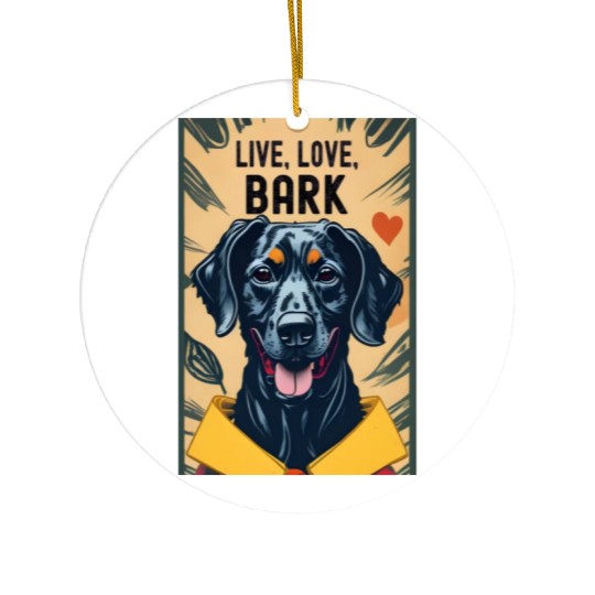 Live, Love, Bark Retro Style Ceramic Ornaments