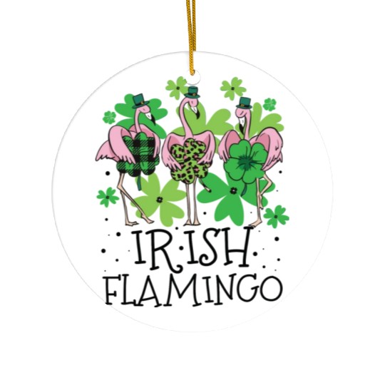 Irish Flamingo Saint Patrick s Day Ceramic Ornaments