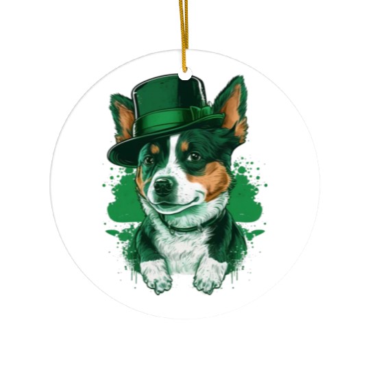 Lucky Pup St. Patricks Day for Dog Lovers. Ceramic Ornaments