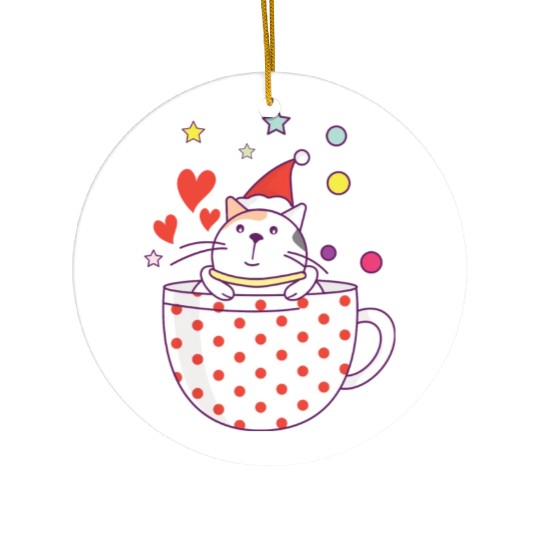 Love Cat Xmas Ceramic Ornaments