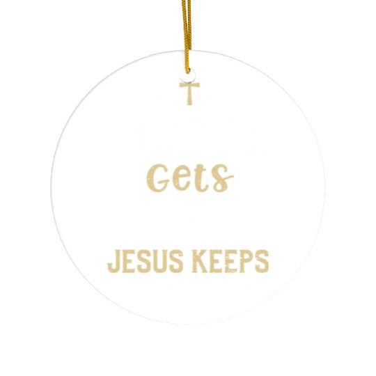 Coffee Gets Me Started Jesus Kee... Ceramic Ornaments