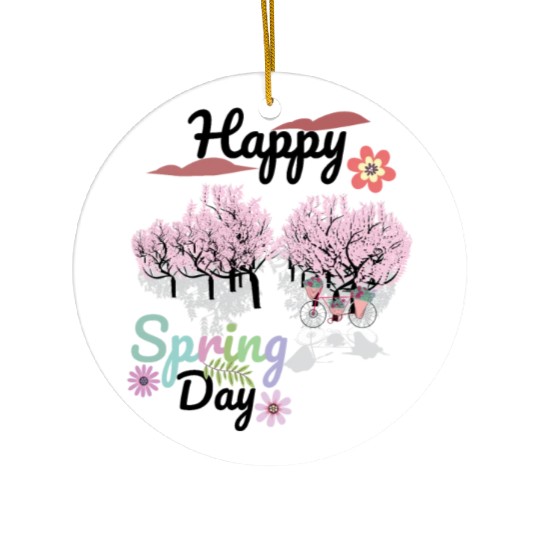 Seasons Greetings for Spring, Happy Spring Graphic Ceramic Ornaments