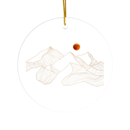 red moon mountain Ceramic Ornaments