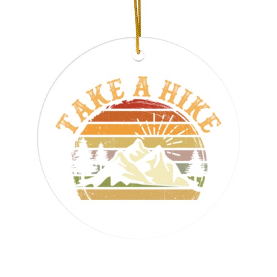 Take A Hike Retro Hiker Outdoors Camping Nature Ceramic Ornaments