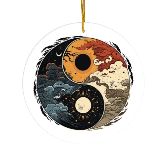 Sun and moon yin yang Ceramic Ornaments