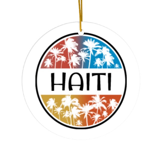 Haiti Palm Tree Stylish Vacation Souvenir Ceramic Ornaments