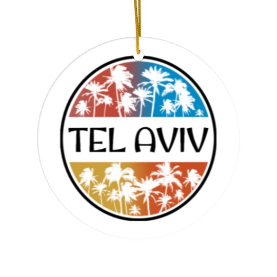 Tel Aviv Israel Palm Tree Stylish Vacation Ceramic Ornaments