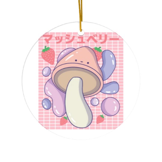Kawaii Mushbery Mushroom and Strawberry Ceramic Ornaments