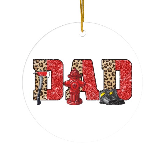 Firefighter Dad Leopard Ceramic Ornaments