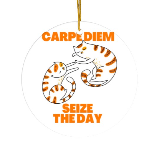 Cats Lover Carpe Diem Seize The Day Ceramic Ornaments