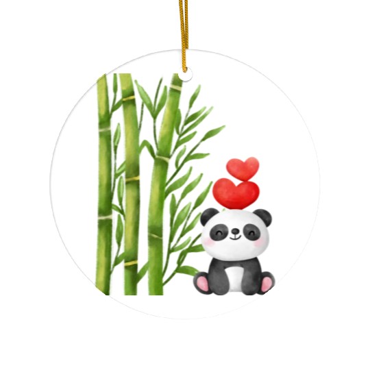 Bamboo Panda Ceramic Ornaments