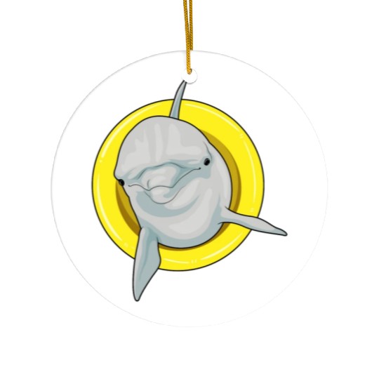 Dolphin Swimming Lifebuoy Ceramic Ornaments