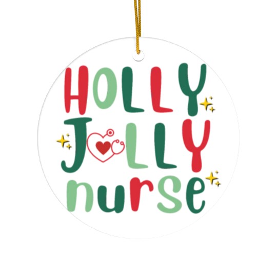HOLLY JOLLY NURSE4 Ceramic Ornaments