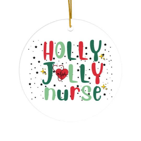 HOLLY JOLLY NURSE Ceramic Ornaments