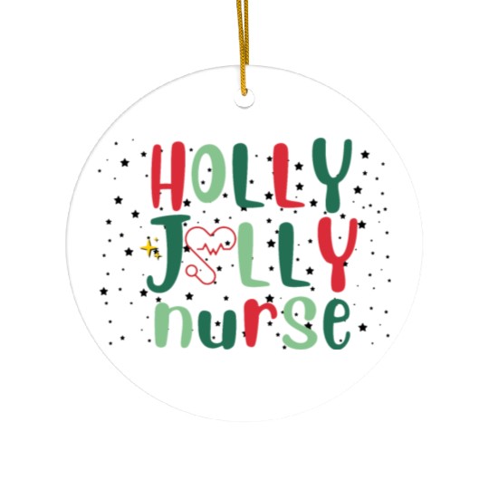 HOLLY JOLLY NURSE Ceramic Ornaments