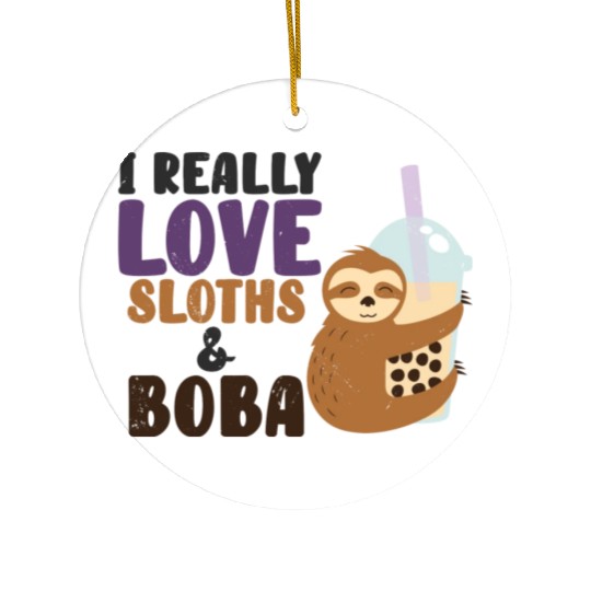 Cute Lazy Sloth Boba Tea Sweet Bubble Tea Ceramic Ornaments