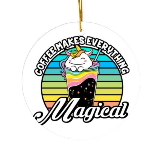 Pink Magical Unicorn Caffeine Coffee Lover Ceramic Ornaments