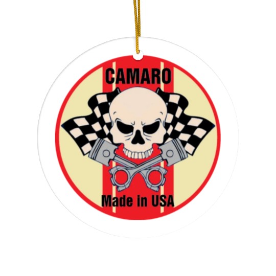 Camaro Made in USA skull & pistons Ceramic Ornaments