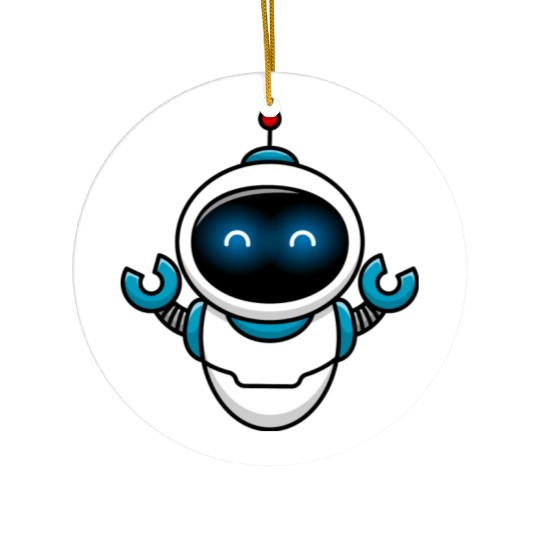 Cute Robot Cartoon Vector Icon Illustration Ceramic Ornaments