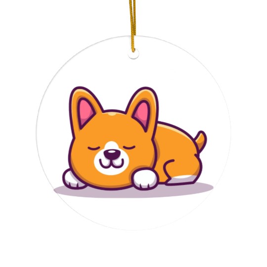 Cute Corgi Sleeping Ceramic Ornaments