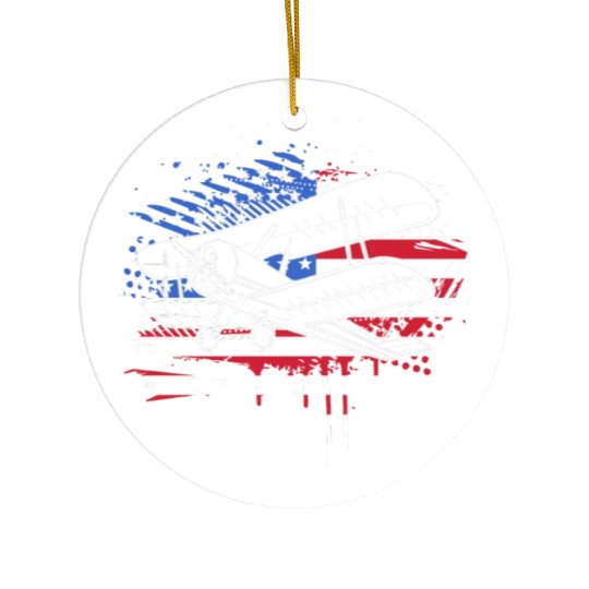 Aerial Application American Flag Crop Duster Ceramic Ornaments