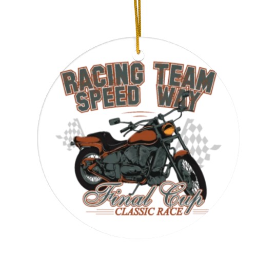 MOTORCYCLE, RACING TEAM SPEED WAY Ceramic Ornaments