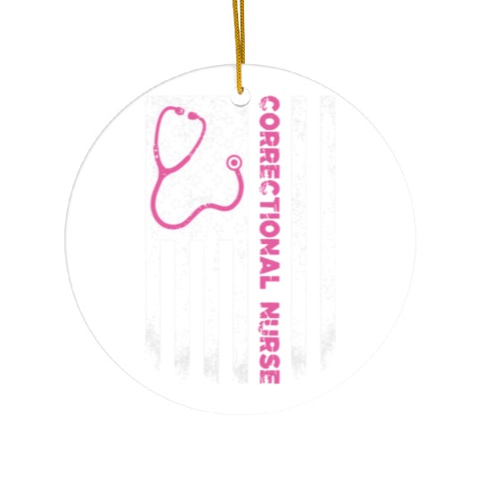 Correctional Nurse American flag US Stethoscope Ceramic Ornaments