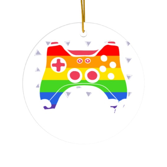 Gaymer Video Game Rainbow Pride Month LGBTQ Gay Ceramic Ornaments