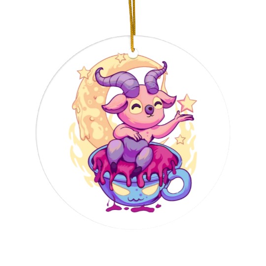 Pastel Goth Kawaii Baphomet Tea Ceramic Ornaments