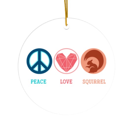 Hippie Animal Lover Gift Peace Sign Squirrel Ceramic Ornaments