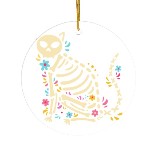 Halloween Cat Skeleton Ceramic Ornaments