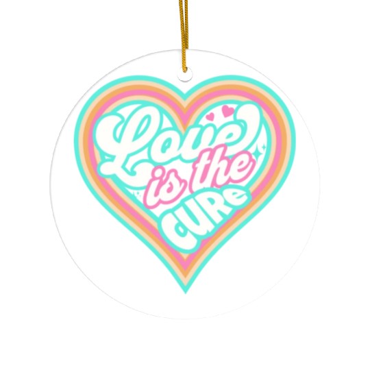 LOVE IS THE CURE (blue) Ceramic Ornaments