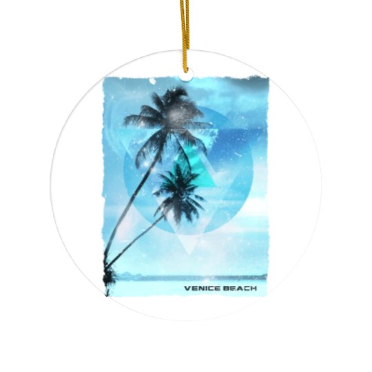 Artistic Venice Beach California Palm Tree Ceramic Ornaments