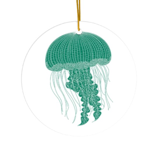 Sea life, Green Jellyfish Ceramic Ornaments