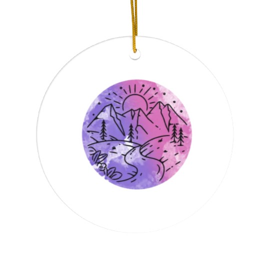 Hiker Mountains Compass climbing Mountaineering Ceramic Ornaments