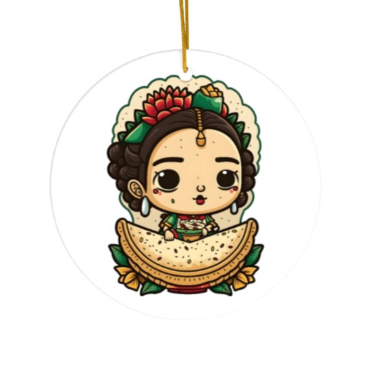 Frida Kahlo & Tacos Cinco De Mayo Mexican Fiesta Ceramic Ornaments